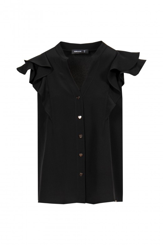 V-blouse with frill.