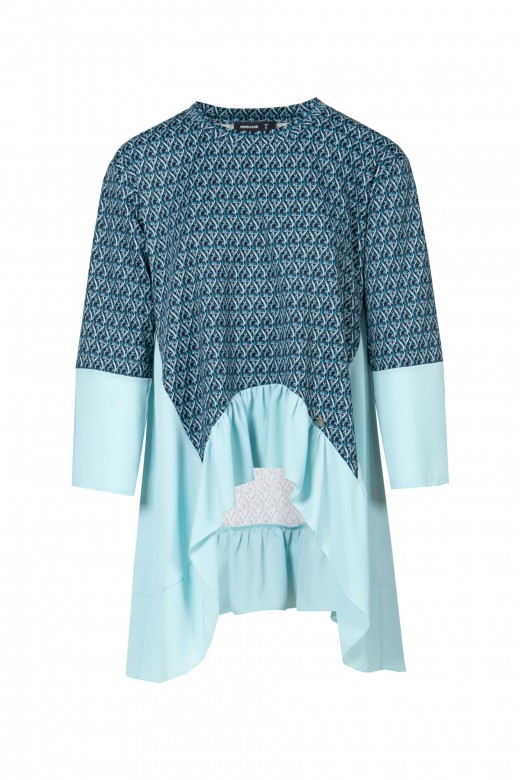 Asymmetrical tunic with pattern