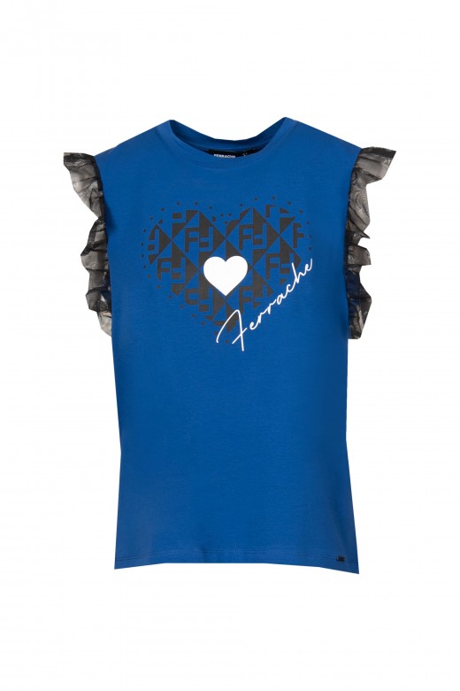 T-shirt with tulle sleeves