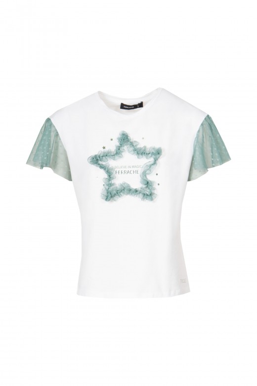 Printed t-shirt with tulle