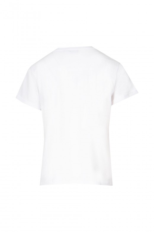 T-shirt de algodón estampada pedrería
