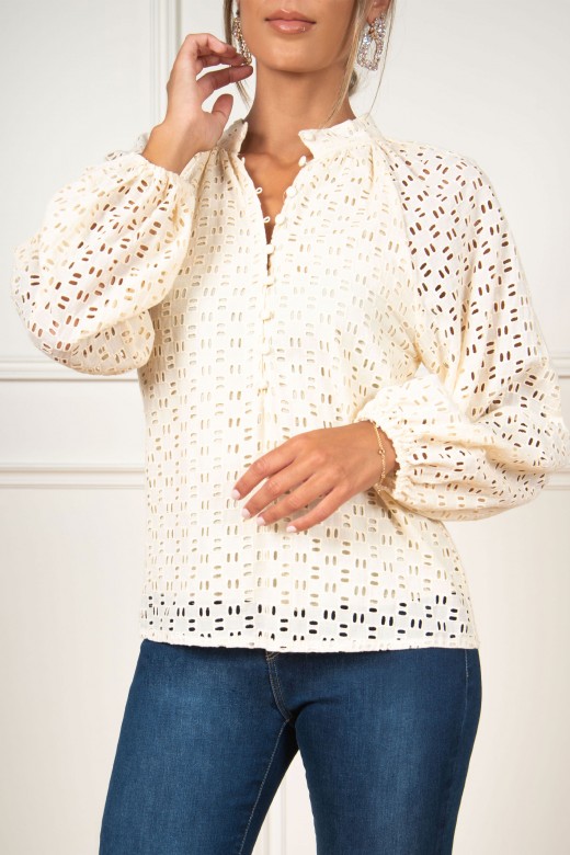 Perforated cotton blouse