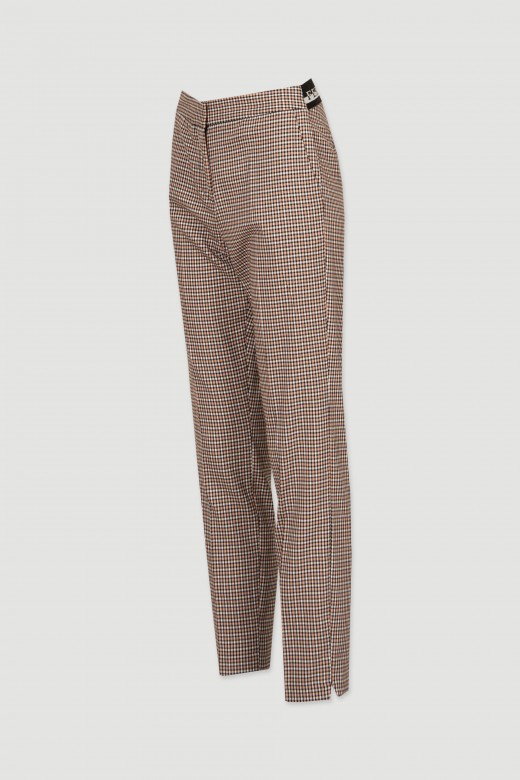 Pantalon avec ceinture élastique motif carré
