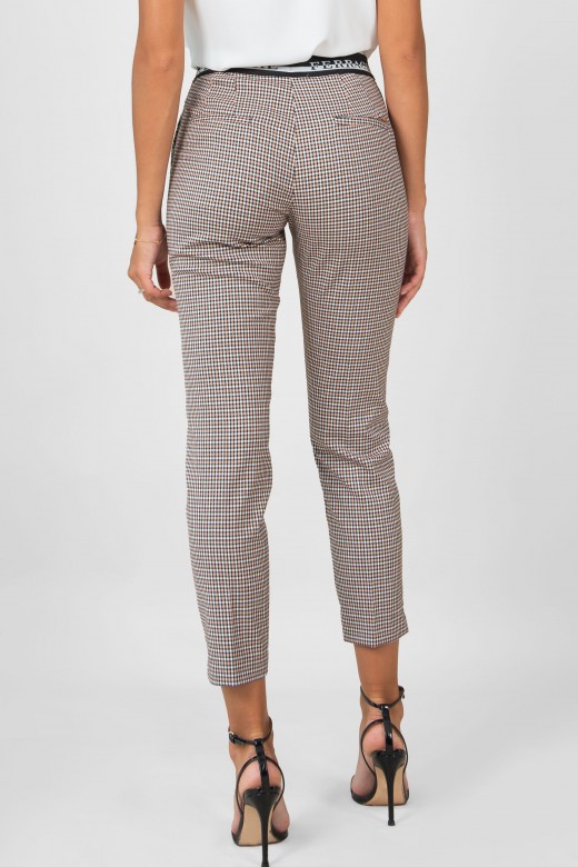 Pantalon avec ceinture élastique motif carré