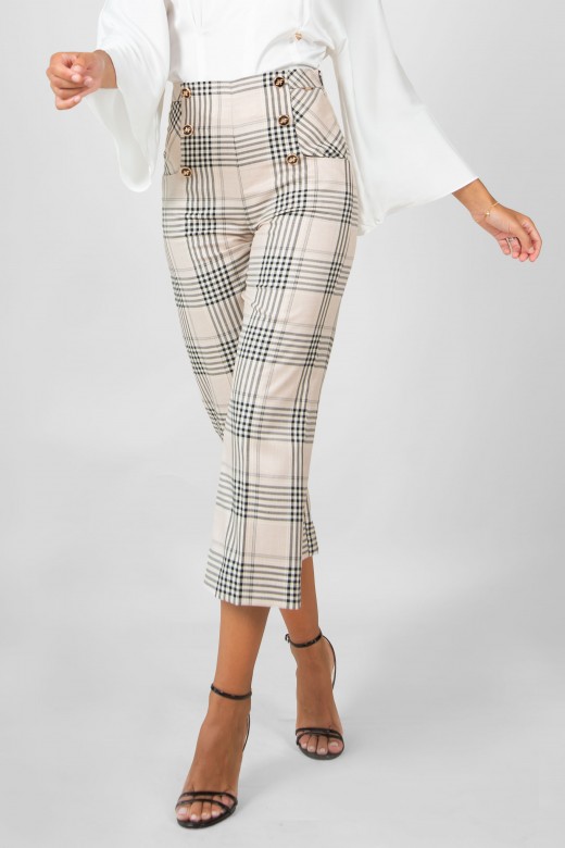 Plaid culottes with buttons
