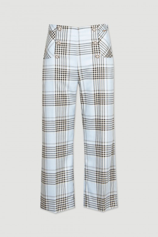 Plaid culottes with buttons