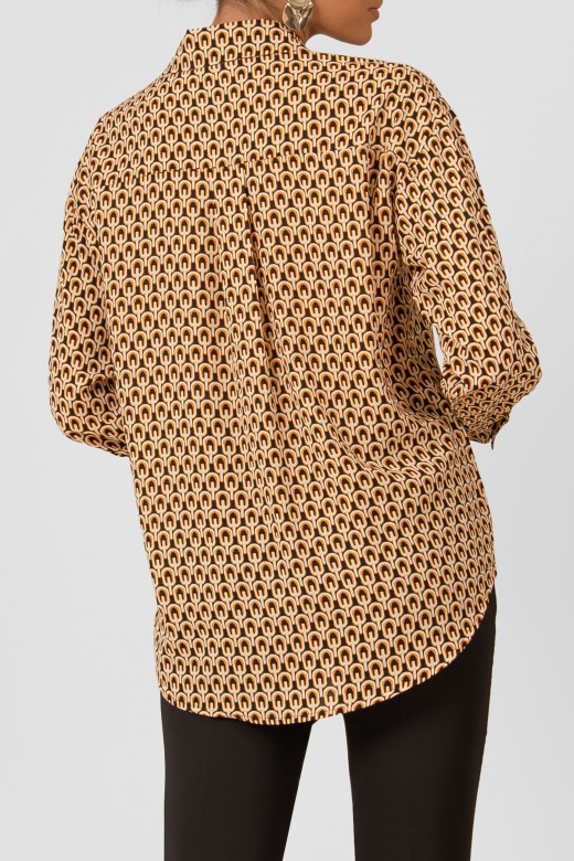 Patterned asymmetrical oversized shirt