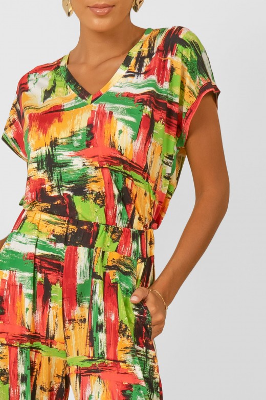 Abstract pattern asymmetrical oversize tunic