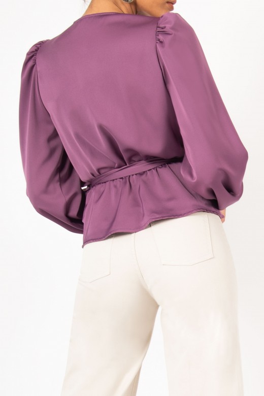 Wrap blouse with bow