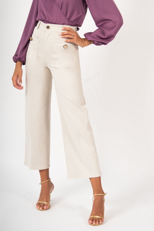 Twill pants with patch pockets