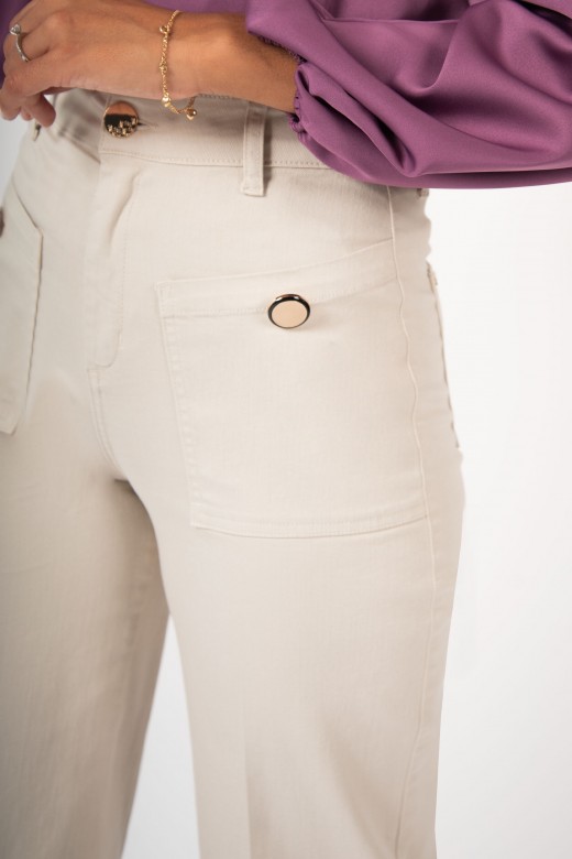 Twill pants with patch pockets
