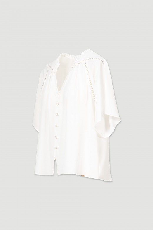 Perforated shirt with ruffles