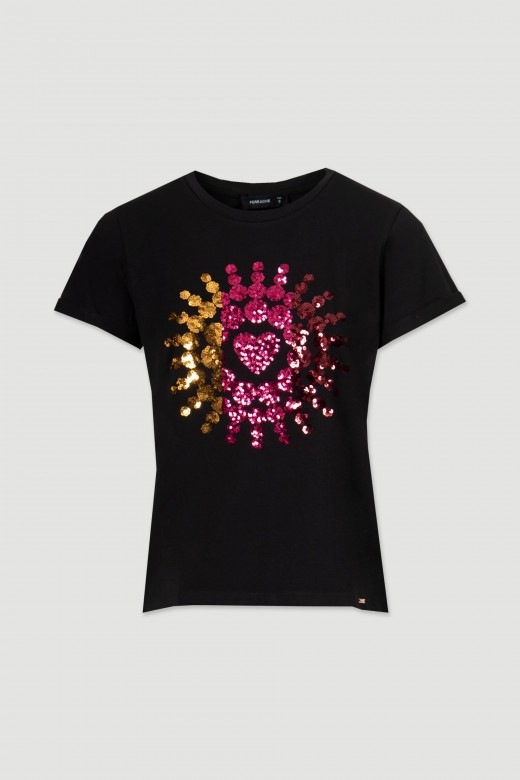 Heart sequins t-shirt