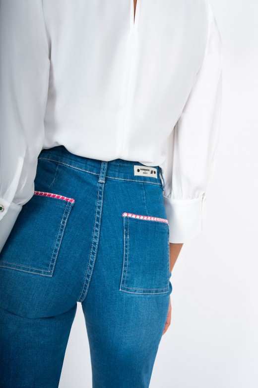 Full length jeans patch pockets pied de poule Full length jeans patch pockets pied de poule