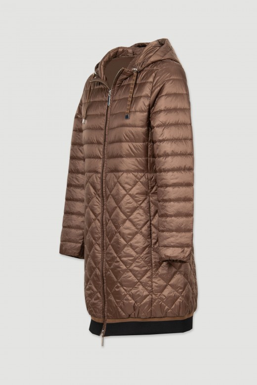 Long puffer jacket with hood