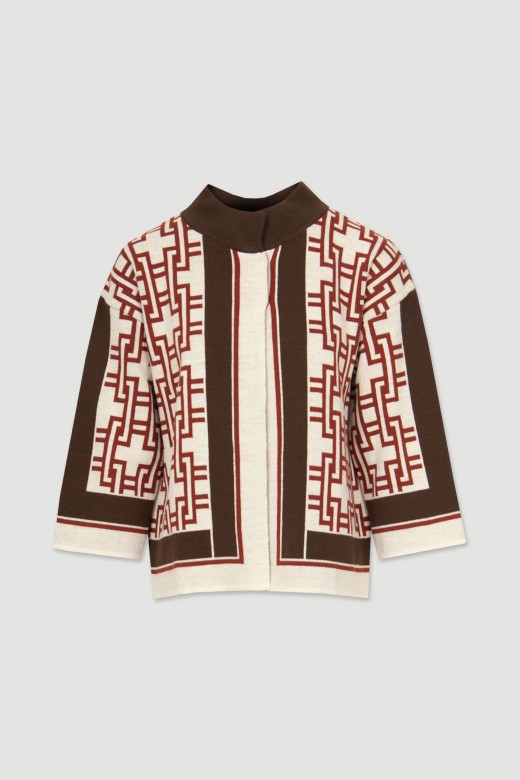 Geometric pattern knit jacket