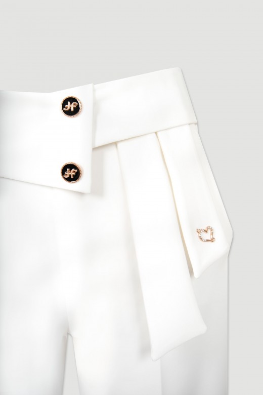 Pantalon classique bande superposée avec boutons