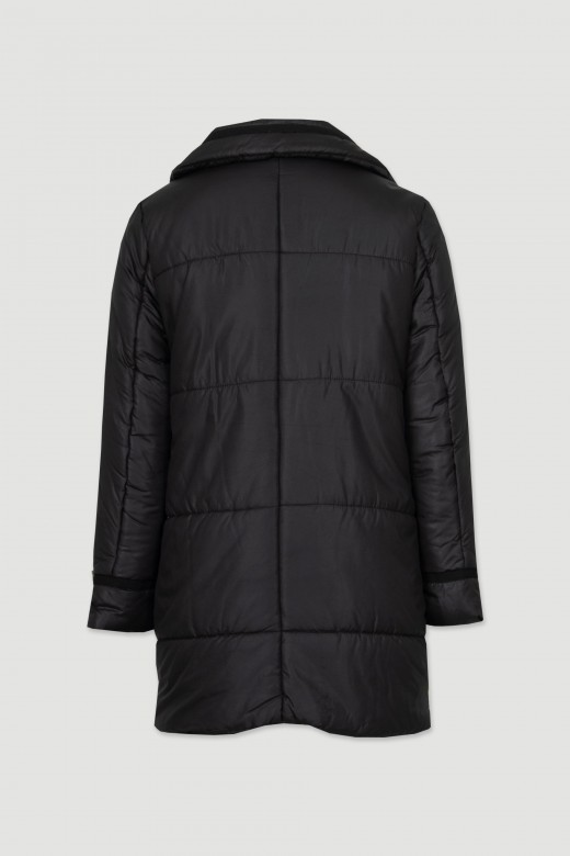 Long padded parka with metallic details Long padded parka with metallic details