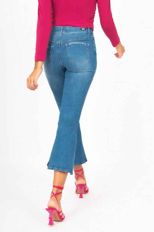 Flare jeans with rhinestones