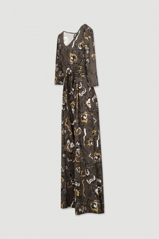 Long jumpsuit with bow floral pattern