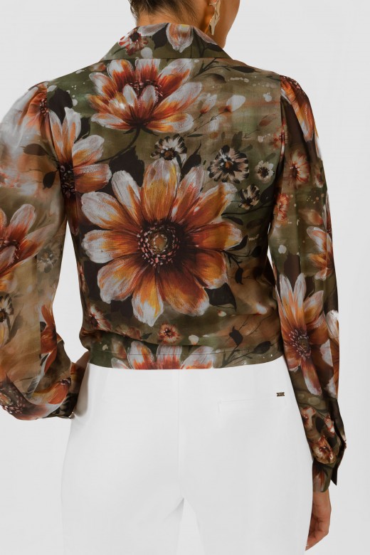 Camisa cropped estampado de flores