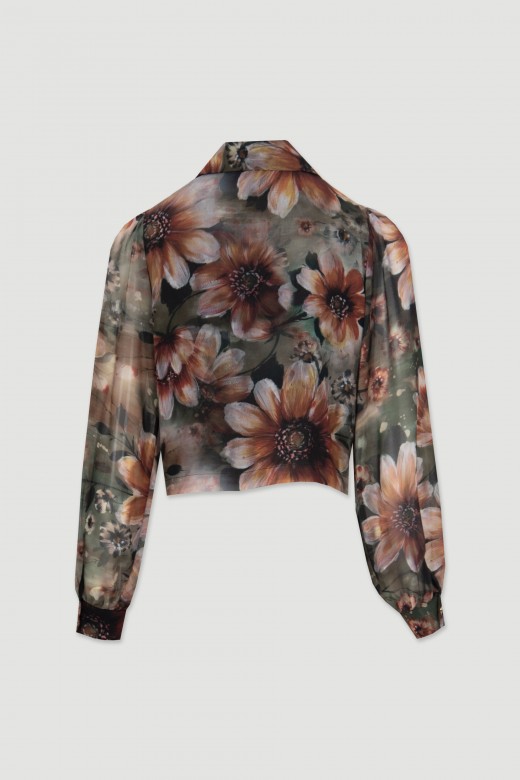 Chemise courte à motif fleuri