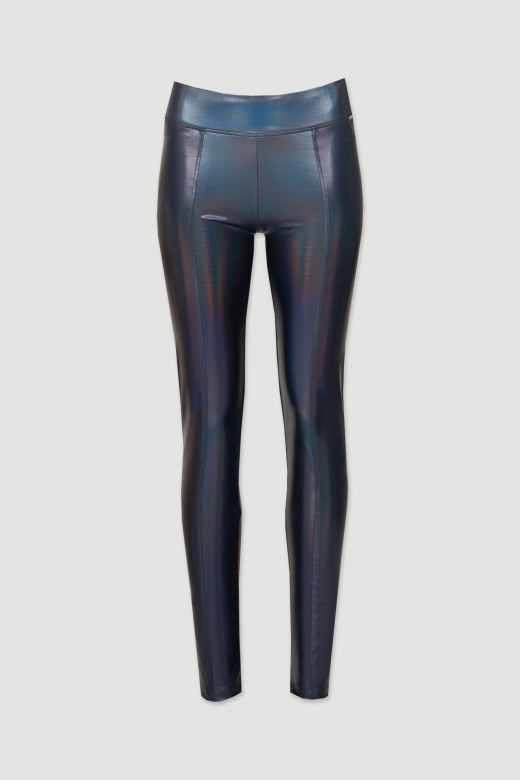 Holographic faux leather leggings
