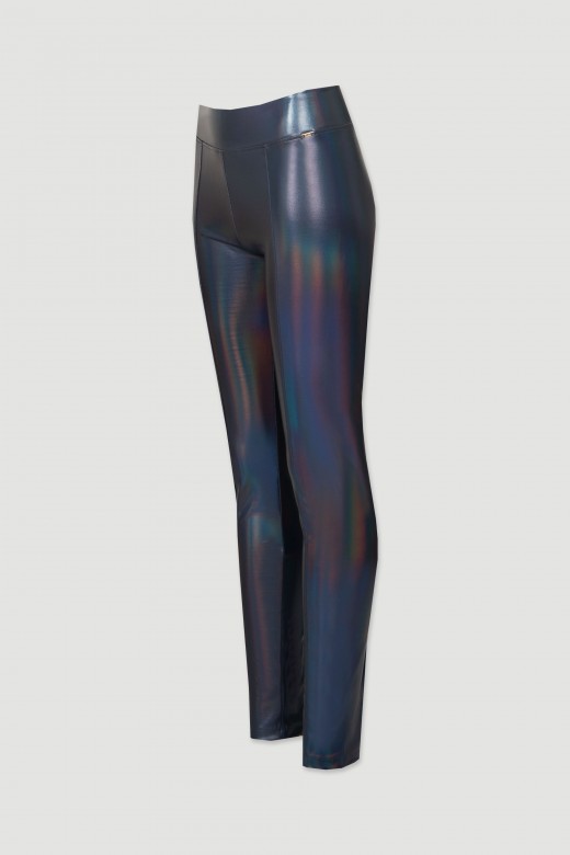 Holographic faux leather leggings