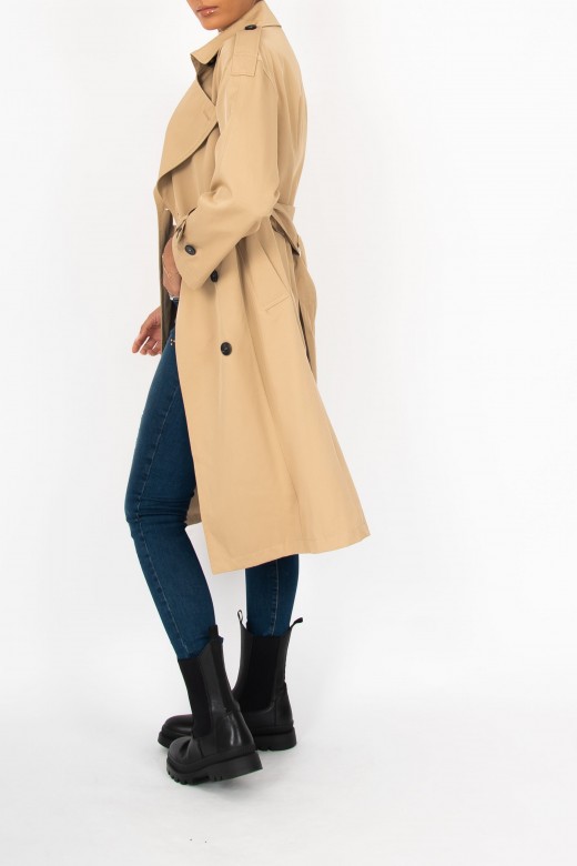 Cotton blend trench coat with belt