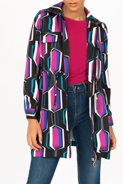 Geometric pattern shirt dress