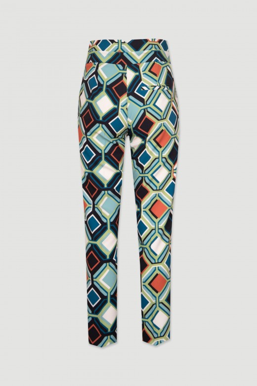 Classic mid-rise geometric pattern pants