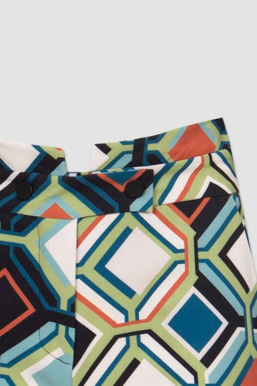 Classic mid-rise geometric pattern pants