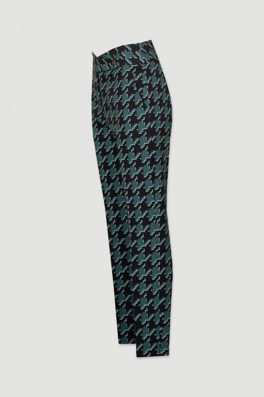 Classic pants geometric pattern metallic buttons