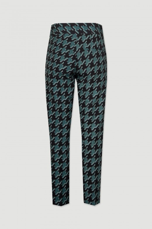 Classic pants geometric pattern metallic buttons