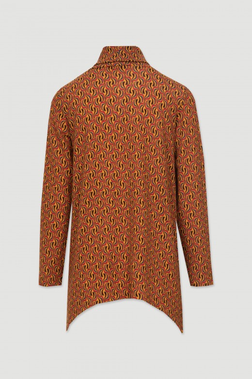 Patterned high-neck knit tunic