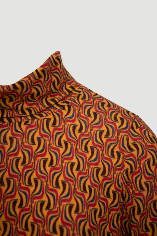 Patterned high-neck knit tunic