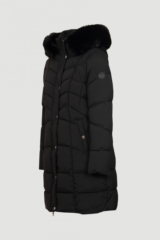 Long padded parka hood with fur