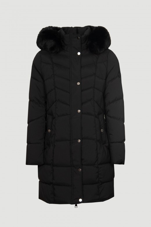 Long padded parka hood with fur