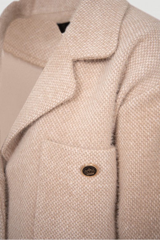 Cropped velvet knit jacket with pockets