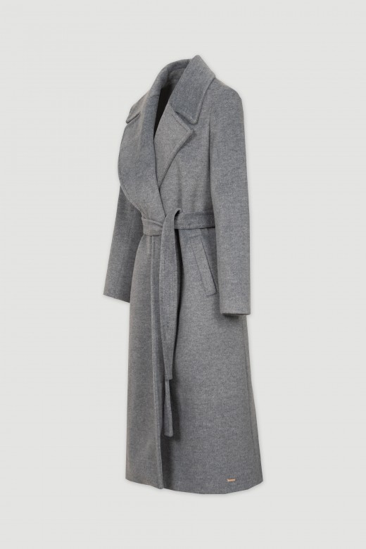 Crossover coat with belt