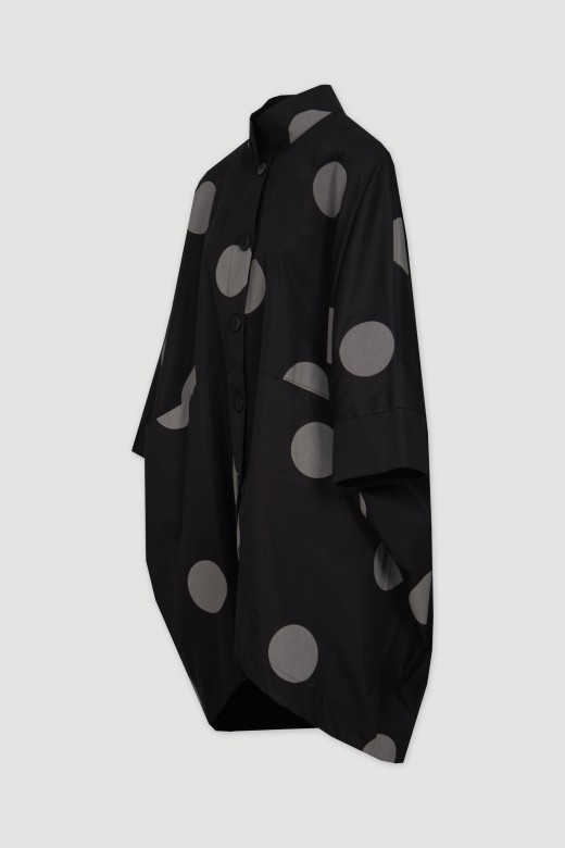 Oversize ball-patterned raincoat