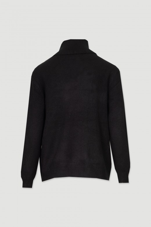 Turtleneck knit sweater with reliefs