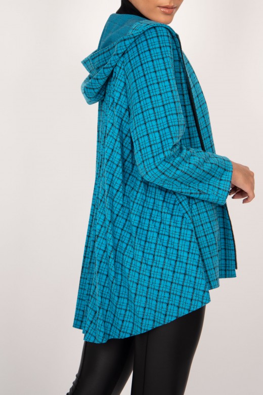 Square pattern pleated back oversized jacket