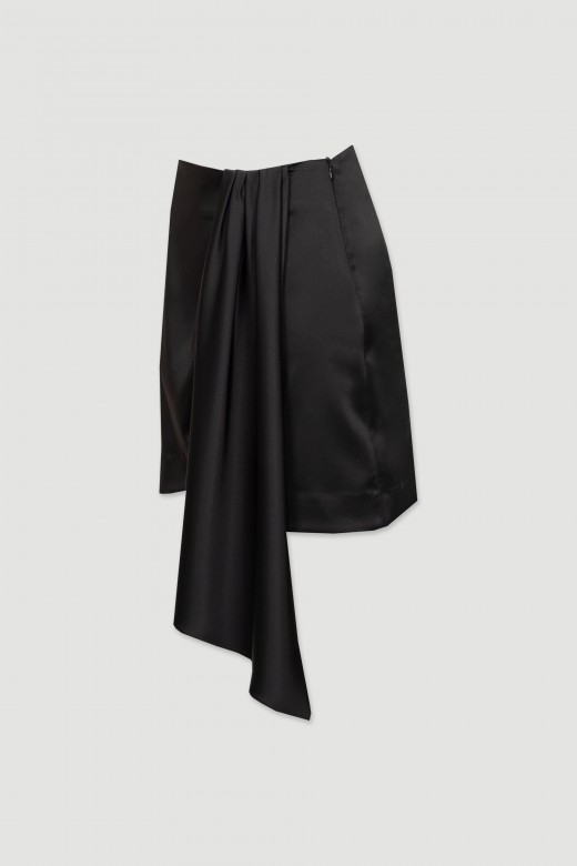 Satin short skirt with draped flap