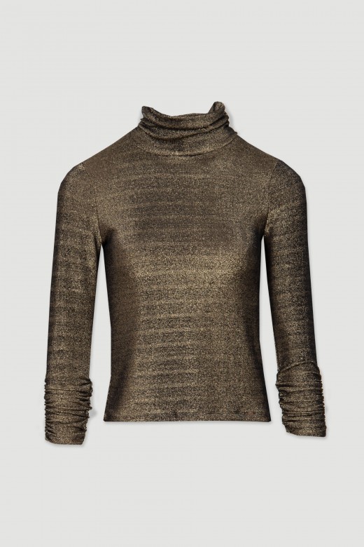 Turtleneck sweater in shiny fabric