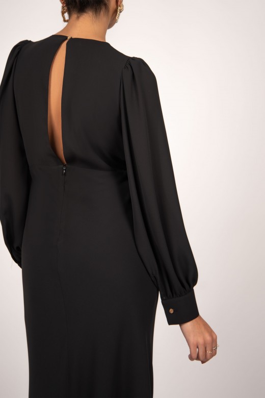 Pleated and draped neckline dress