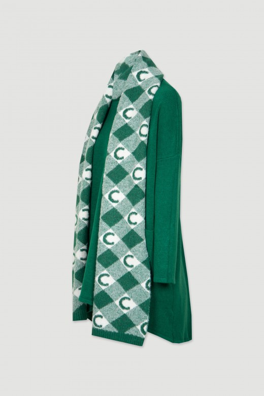 Asymmetric knit tunic with scarf