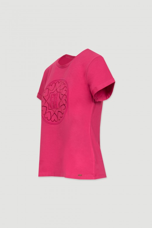 Tee-shirt en coton logo sequins coeur