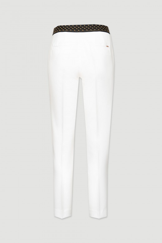 Classic pants with buttons elastic waist contrasting logo