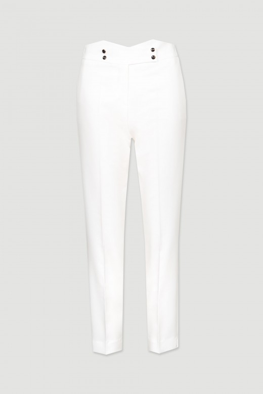 Pantalón clásico con botones cintura elástica logo a contraste